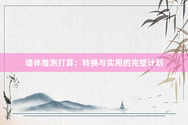 墙体推测打算：转换与实用的完整计划